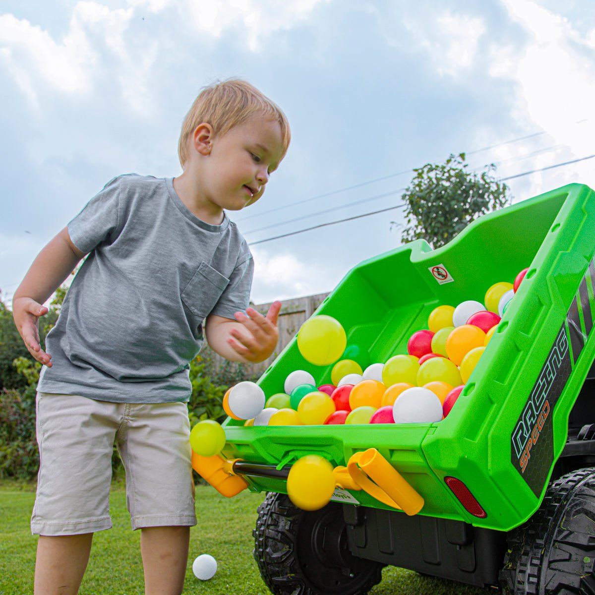 6 Wheel 4WD UTV Utility Tipper 12V Kids Electric Jeep - Green
