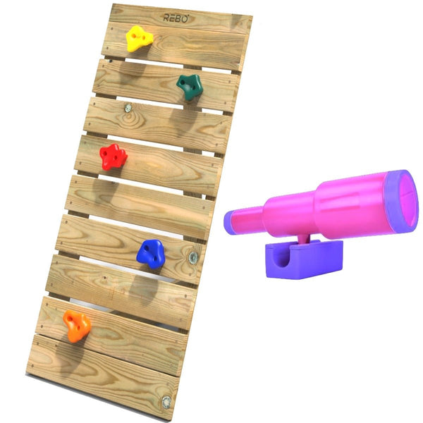 Adventure Pack 8FT Free Standing Slide (climbing wall, climbing rocks & Telescope) - Purple