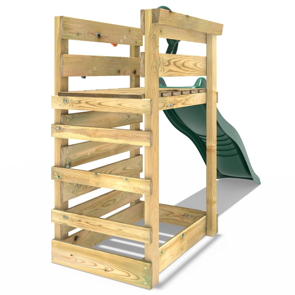 Adventure Pack Add-on Wooden Platform with 6FT Slide for Rebo Swing Sets - Dark Green