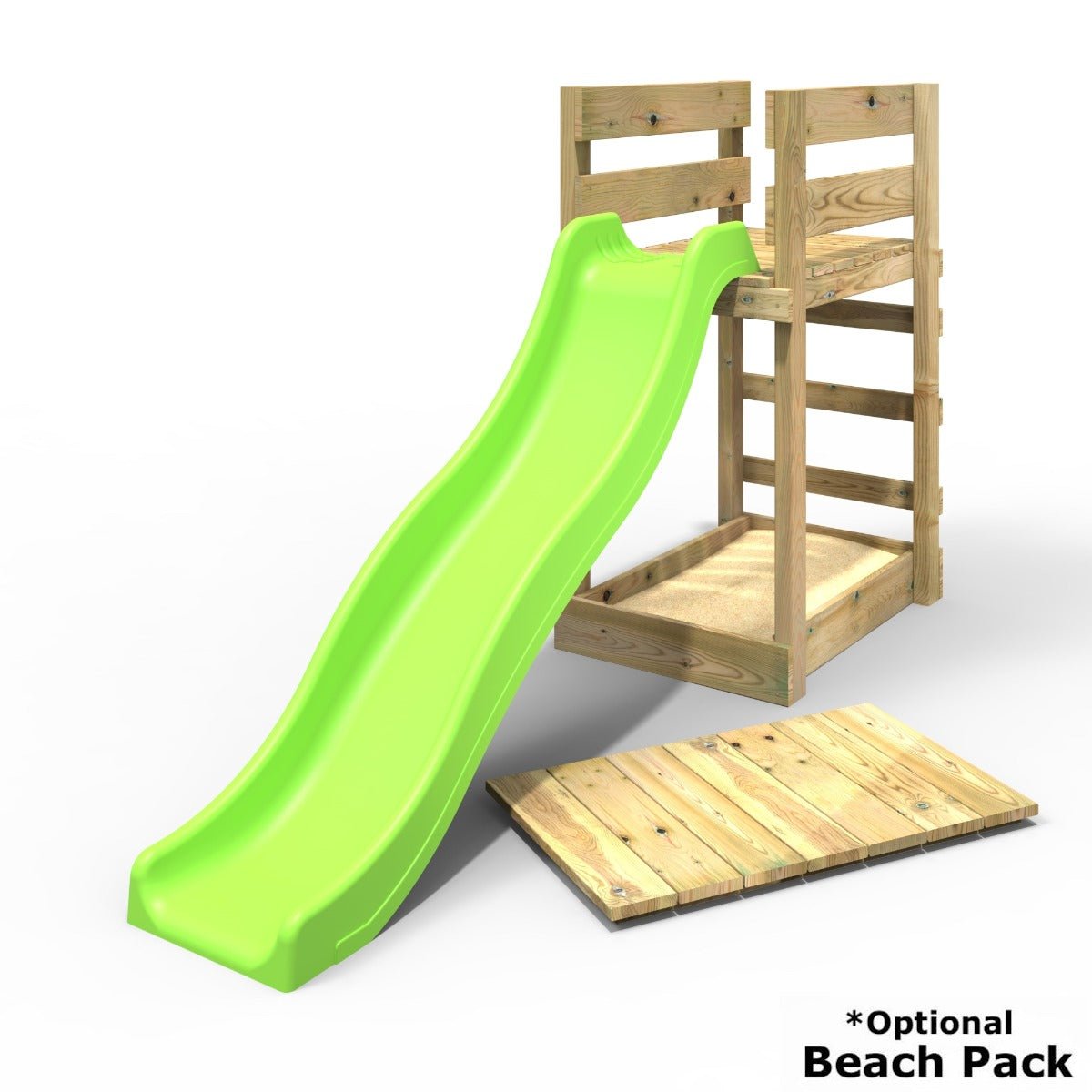 Adventure Pack Add-on Wooden Platform with 6FT Slide for Rebo Swing Sets - Light Green