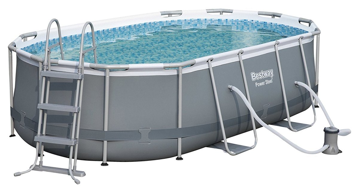 Bestway Power Steel™ Oval 14ft x 8ft 2in x 39.5in Pool (7,250L) with Flowclear™ Filter Pump BW56620