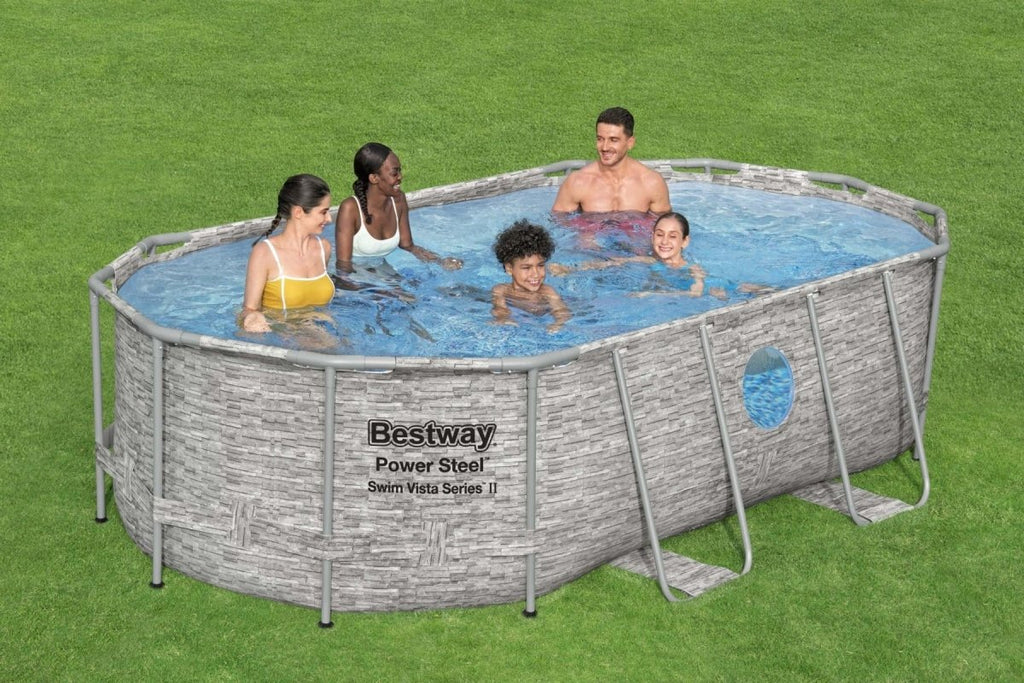 Bestway Power Steel Swim Vista Series™ BW56714 x Filter 39.5in Pump x 2in with Pool - 8ft Set 14ft Oval