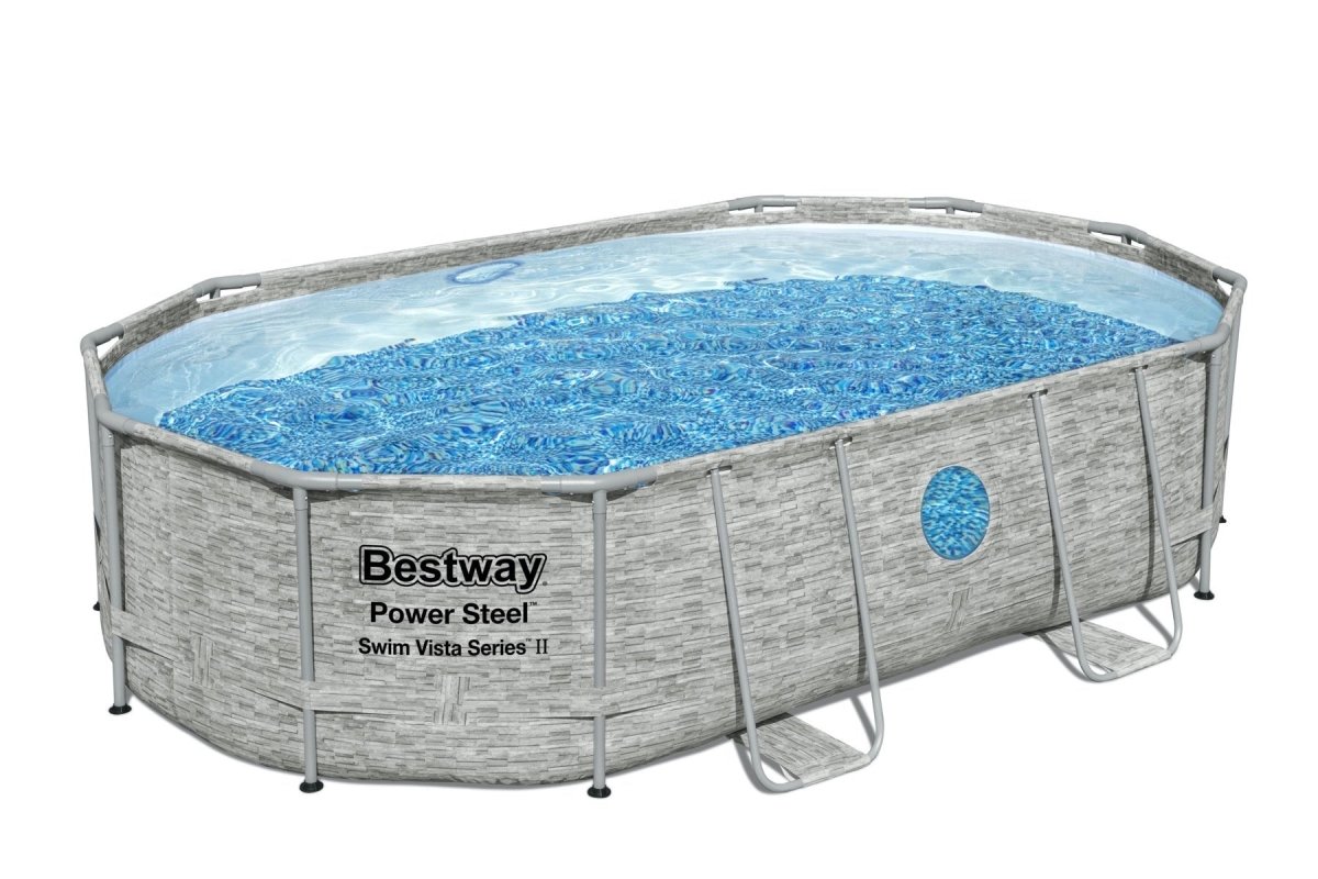Bestway Power Steel Swim Vista Series™ 16ft x 10ft x 42in Oval Pool Set with Filter Pump – BW56946