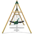 Rebo Wooden Swing Set with Up and Over Climbing Wall - Skye Green