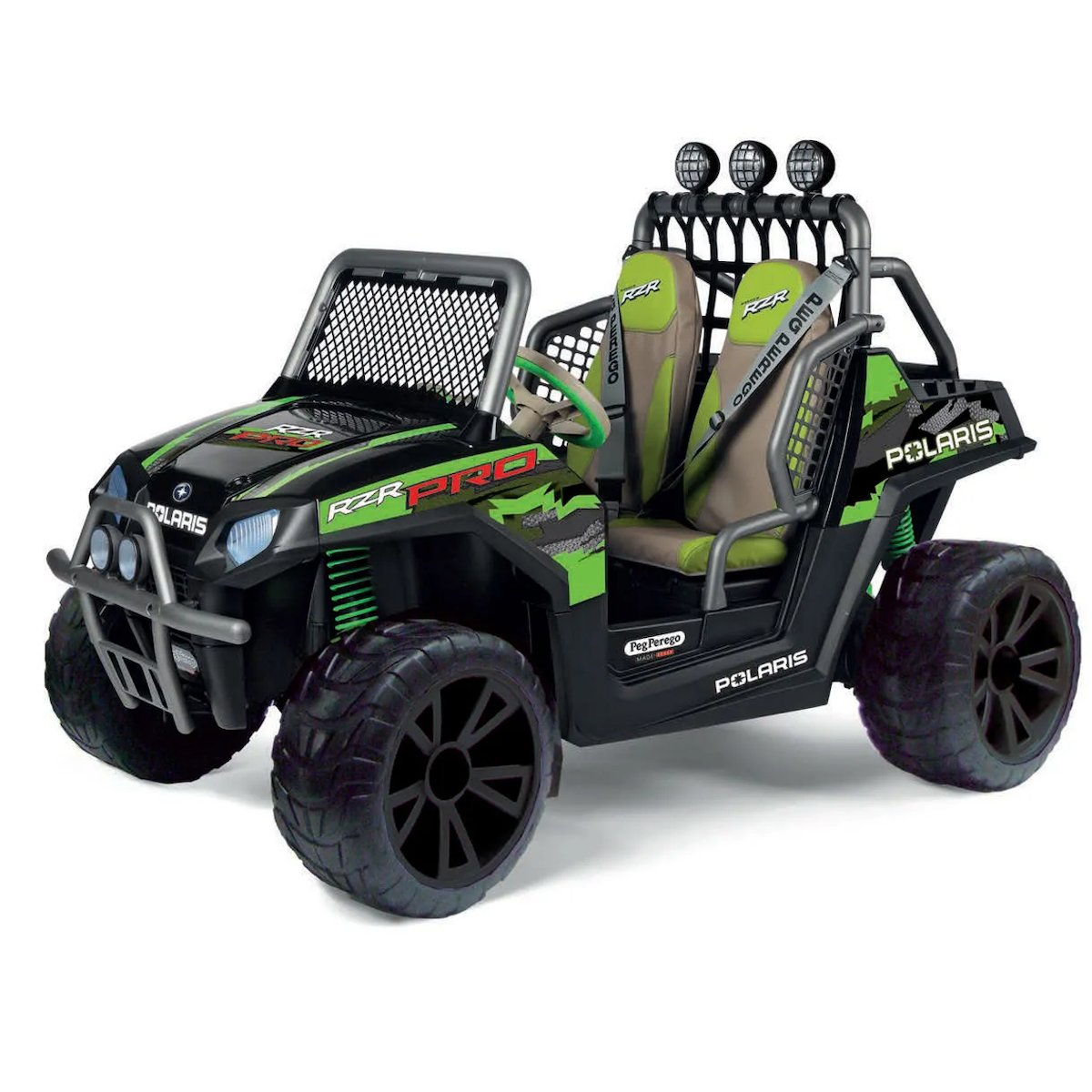 Peg Perego 24V Kids Electric Ride On 2 Seat Polaris RZR Pro New Green Shadow