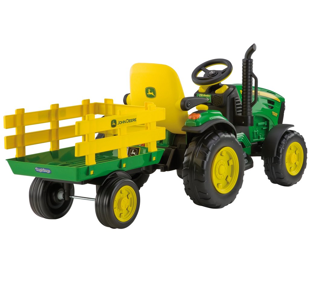 peg perego yellow jeep Peg Perego John Deere Ground Force Ride On Tractor with Trailer
