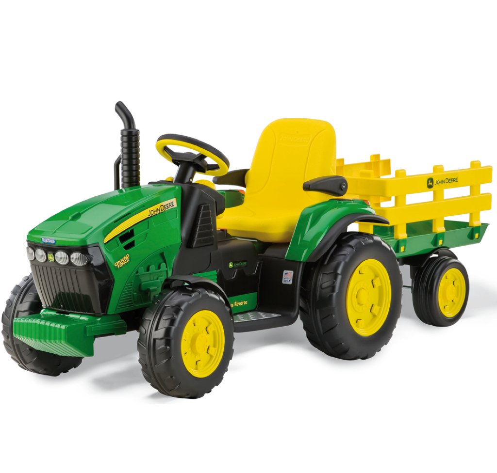 Peg Perego Licensed John Deere Ground Force Tractor with Trailer 12V Ride On - Green