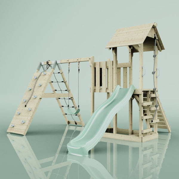 PolarPlay Balcony Tower Kids Wooden Climbing Frame - Climb & Swing Kory Sage