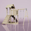 PolarPlay Balcony Tower Kids Wooden Climbing Frame - Swing Bjorn Rose