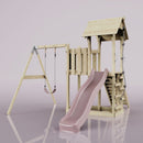 PolarPlay Balcony Tower Kids Wooden Climbing Frame - Swing Bjorn Rose