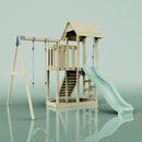 PolarPlay Balcony Tower Kids Wooden Climbing Frame - Swing Bjorn Sage