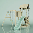 PolarPlay Balcony Tower Kids Wooden Climbing Frame - Swing Bjorn Sage