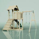 PolarPlay Balcony Tower Kids Wooden Climbing Frame - Swing Bjorn Sage