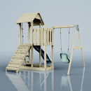 PolarPlay Balcony Tower Kids Wooden Climbing Frame - Swing Calder Mist