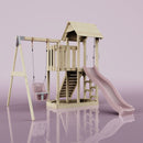 PolarPlay Balcony Tower Kids Wooden Climbing Frame - Swing Calder Rose