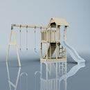 PolarPlay Balcony Tower Kids Wooden Climbing Frame - Swing Elof Mist