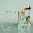 PolarPlay Balcony Tower Kids Wooden Climbing Frame - Swing Elof Sage