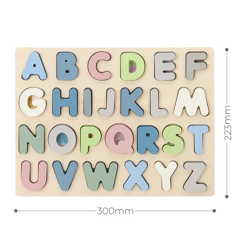 PolarPlay Chunky Wooden Alphabet Puzzle Shape Sorting Jigsaw Toy