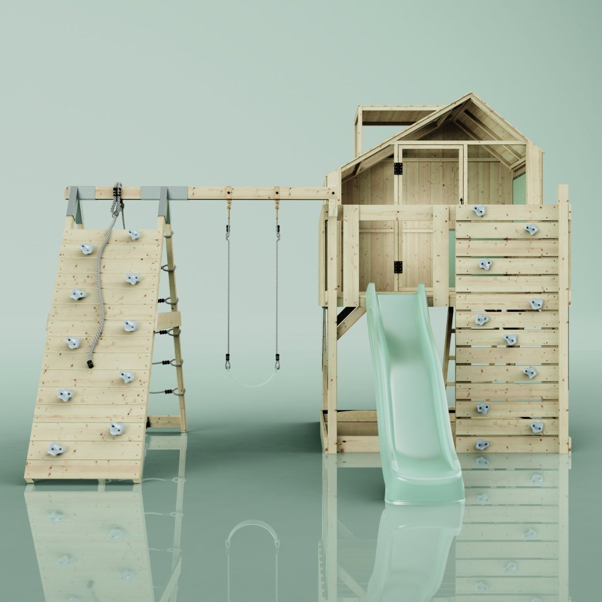 PolarPlay Kids Climbing Tower & Playhouse – Climb & Swing Ragna Sage