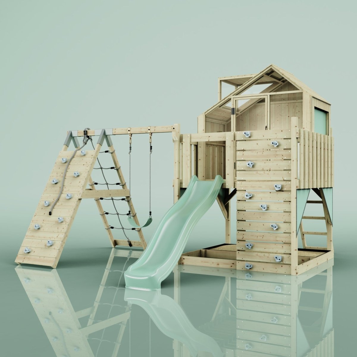 PolarPlay Kids Climbing Tower & Playhouse – Climb & Swing Ragna Sage