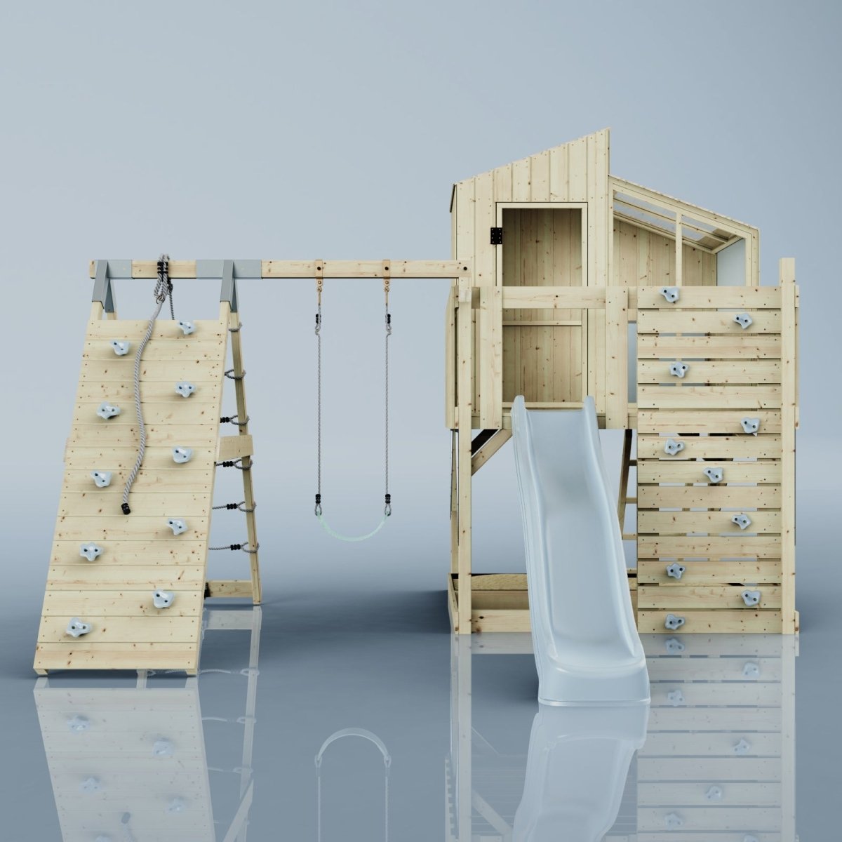 PolarPlay Kids Climbing Tower & Playhouse – Climb & Swing Runa Mist