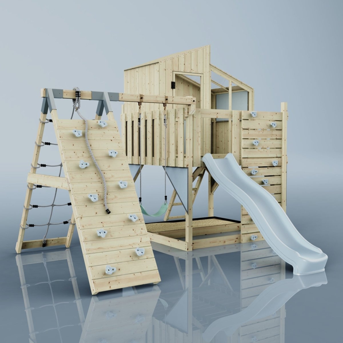 PolarPlay Kids Climbing Tower & Playhouse – Climb & Swing Runa Mist