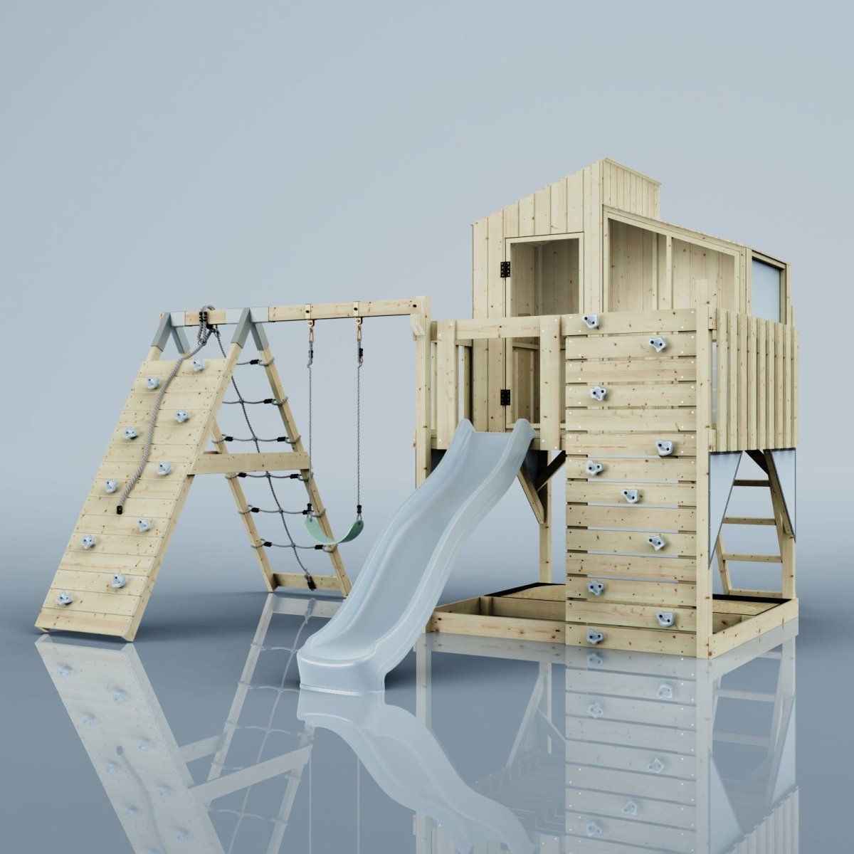 PolarPlay Kids Climbing Tower & Playhouse – Climb & Swing Runa Mist