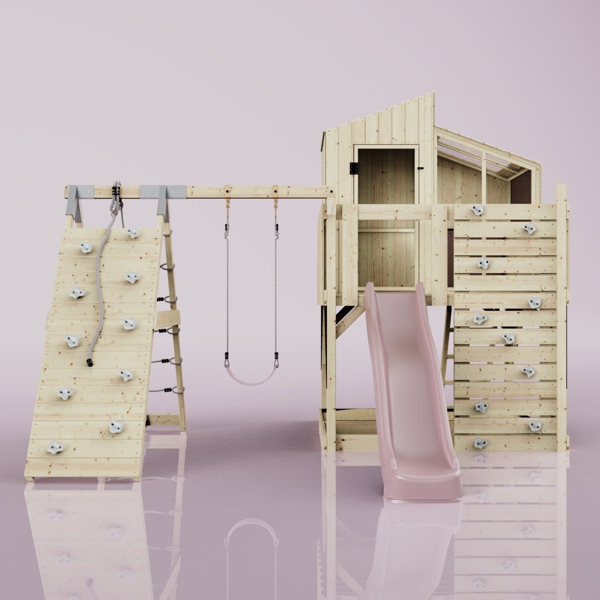 PolarPlay Kids Climbing Tower & Playhouse – Climb & Swing Runa Rose