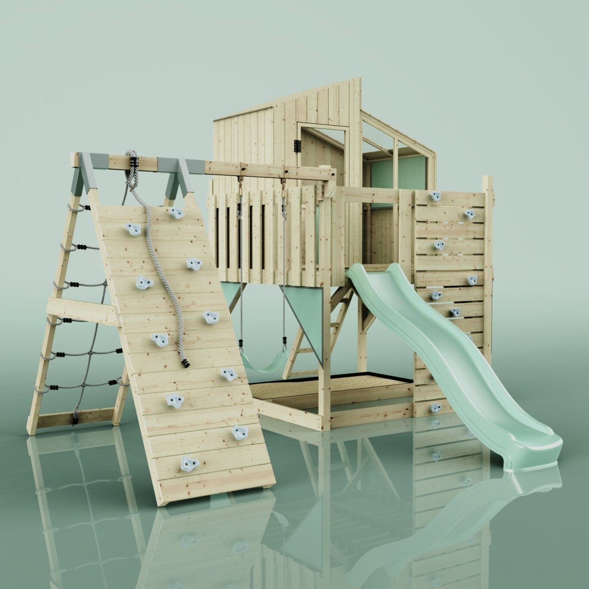 PolarPlay Kids Climbing Tower & Playhouse – Climb & Swing Runa Sage