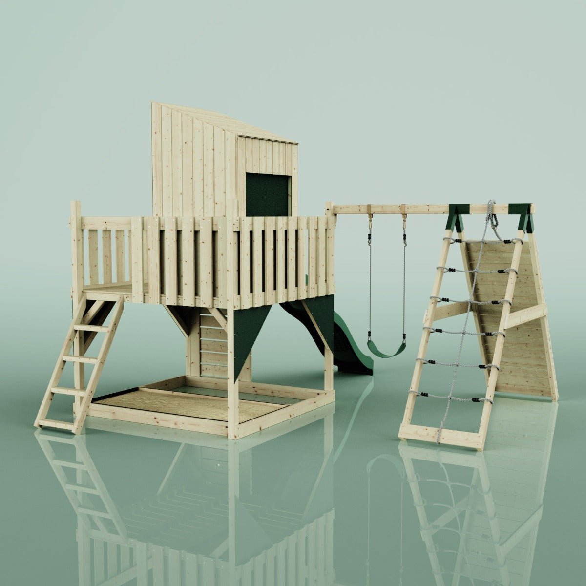 PolarPlay Kids Climbing Tower & Playhouse – Climb & Swing Tyra Green