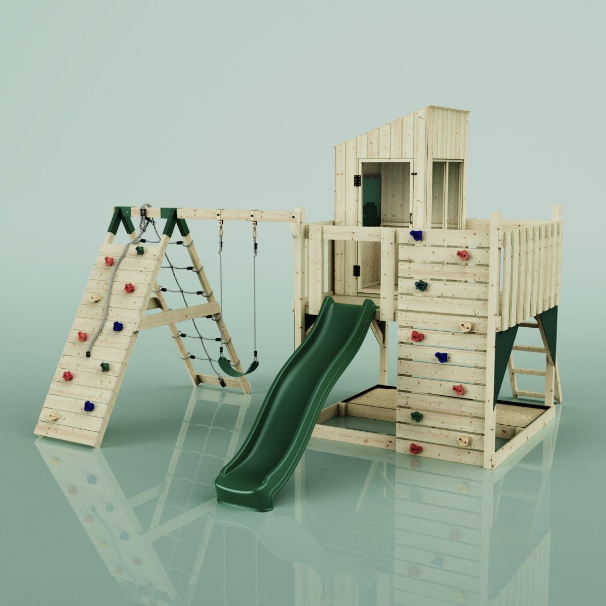 PolarPlay Kids Climbing Tower & Playhouse – Climb & Swing Tyra Green