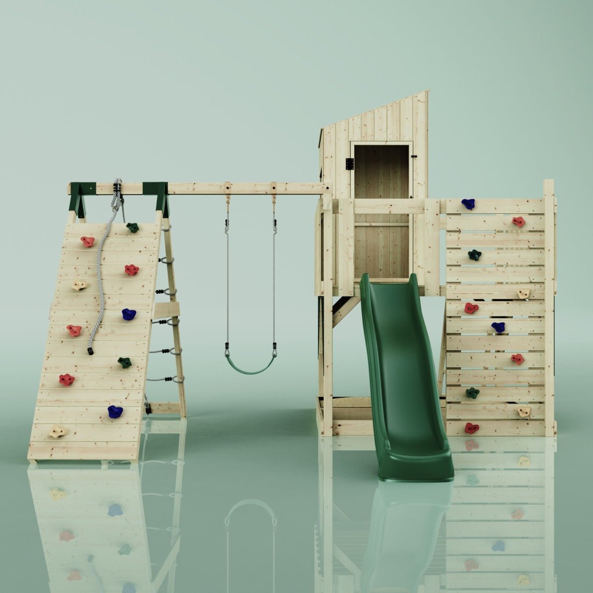 PolarPlay Kids Climbing Tower & Playhouse – Climb & Swing Tyra Green