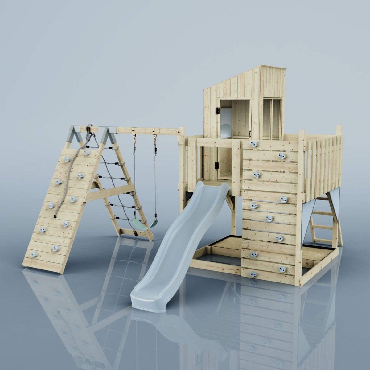 PolarPlay Kids Climbing Tower & Playhouse – Climb & Swing Tyra Mist