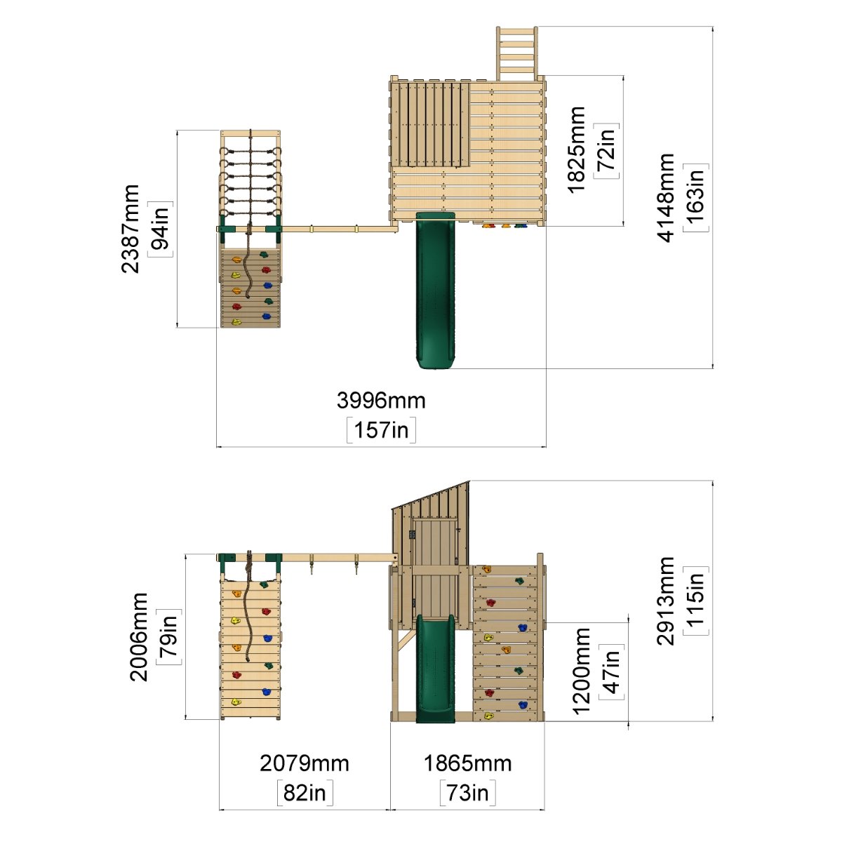 PolarPlay Kids Climbing Tower & Playhouse - Climb & Swing Yaalon Green