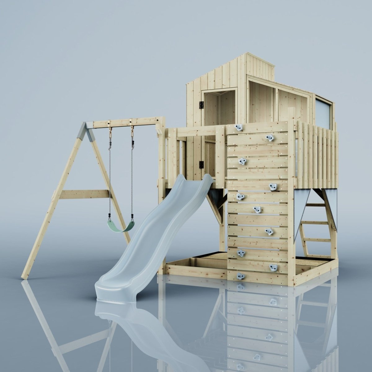 PolarPlay Kids Climbing Tower & Playhouse - Swing Balder Mist