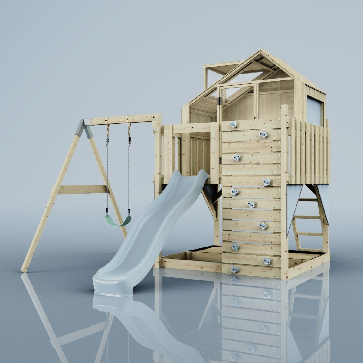 PolarPlay Kids Climbing Tower & Playhouse - Swing Brenna Mist