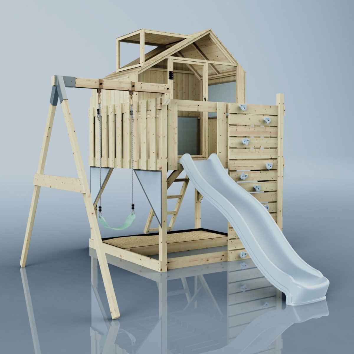 PolarPlay Kids Climbing Tower & Playhouse - Swing Brenna Mist