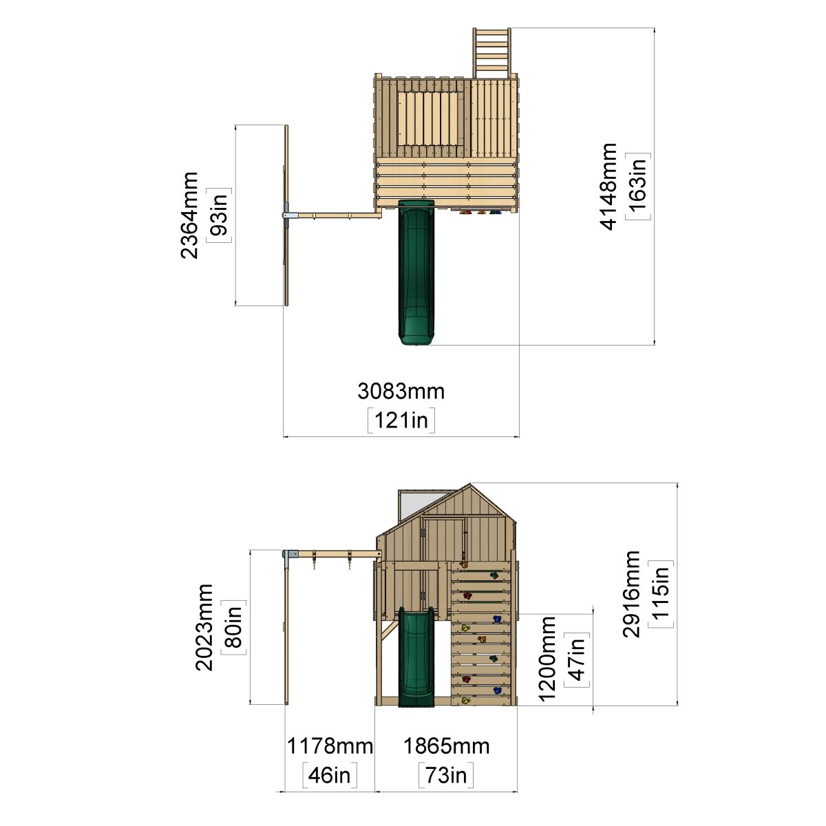 PolarPlay Kids Climbing Tower & Playhouse - Swing Brenna Sage