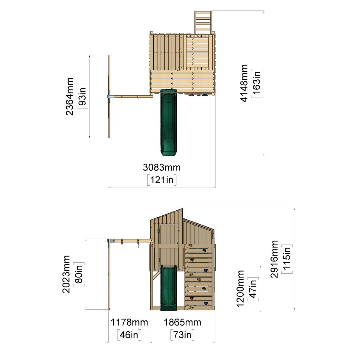 PolarPlay Kids Climbing Tower & Playhouse - Swing Dagma Rose