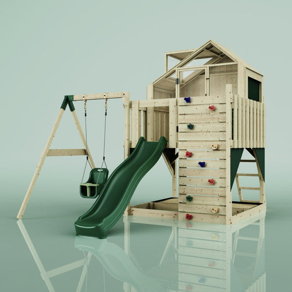 PolarPlay Kids Climbing Tower & Playhouse - Swing Eerika Green