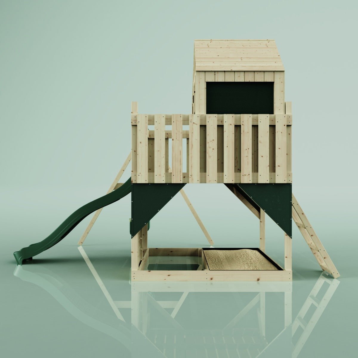 PolarPlay Kids Climbing Tower & Playhouse - Swing Eerika Green