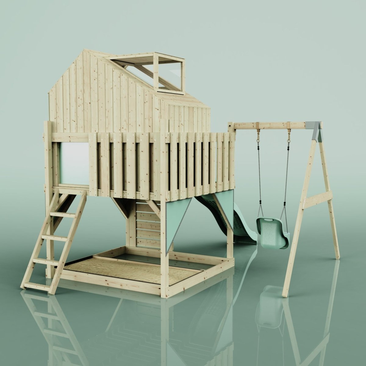 PolarPlay Kids Climbing Tower & Playhouse - Swing Eerika Sage