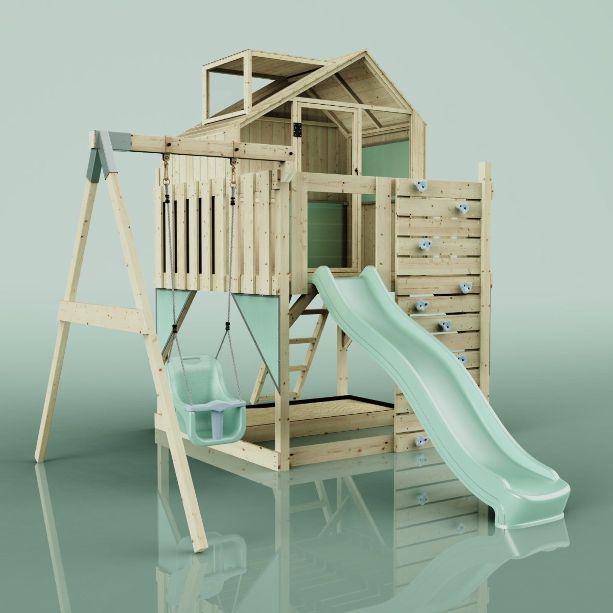 PolarPlay Kids Climbing Tower & Playhouse - Swing Eerika Sage