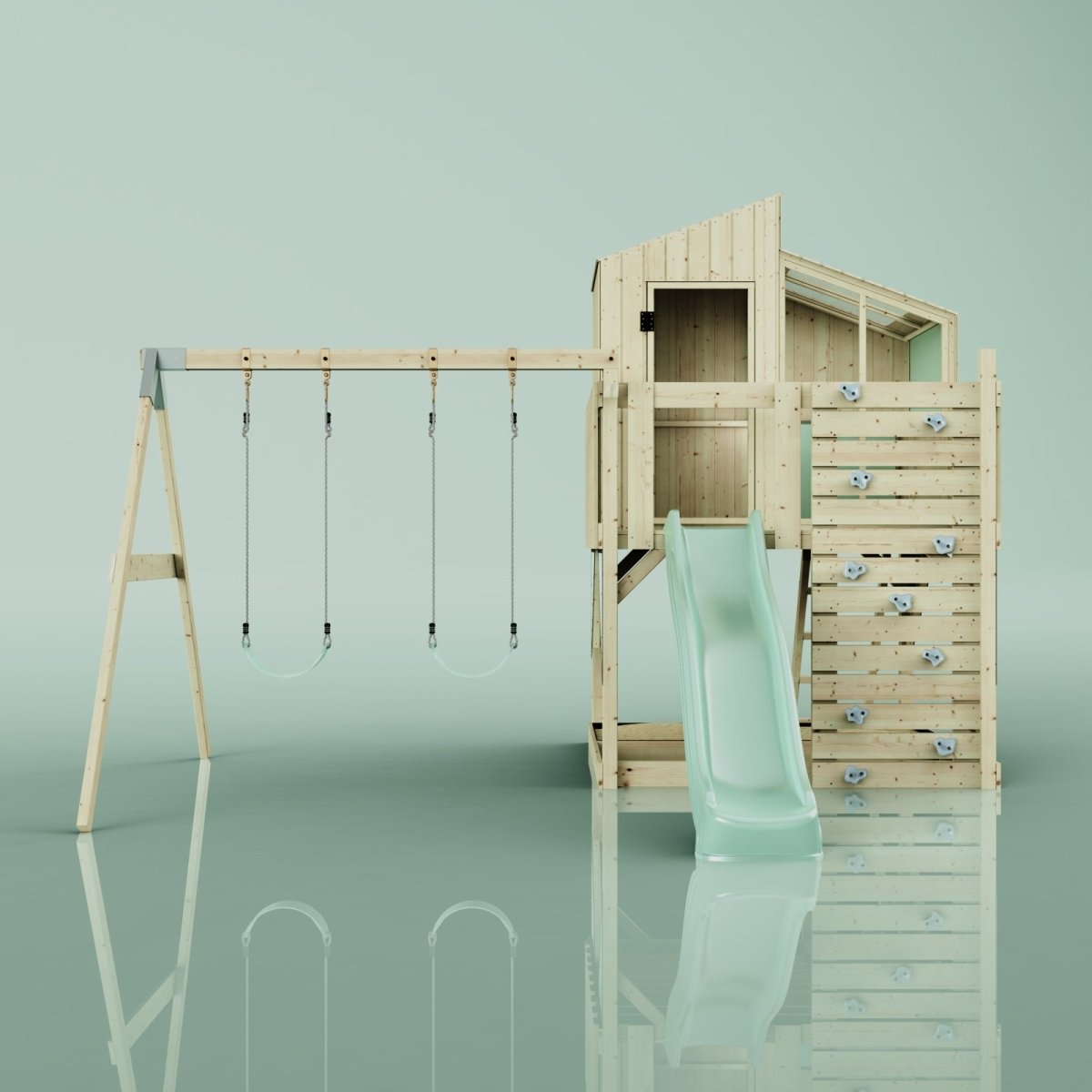 PolarPlay Kids Climbing Tower & Playhouse – Swing Geir Sage