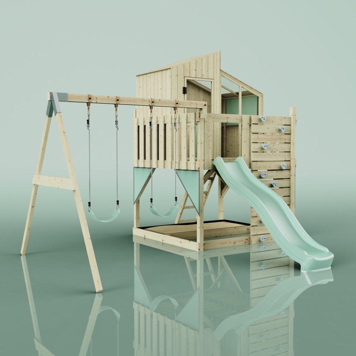 PolarPlay Kids Climbing Tower & Playhouse – Swing Geir Sage