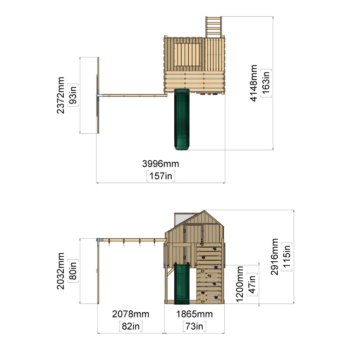 PolarPlay Kids Climbing Tower & Playhouse - Swing Haldor Green