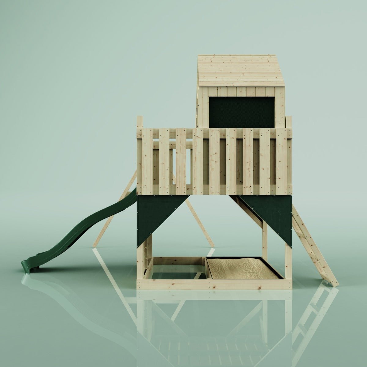 PolarPlay Kids Climbing Tower & Playhouse - Swing Haldor Green