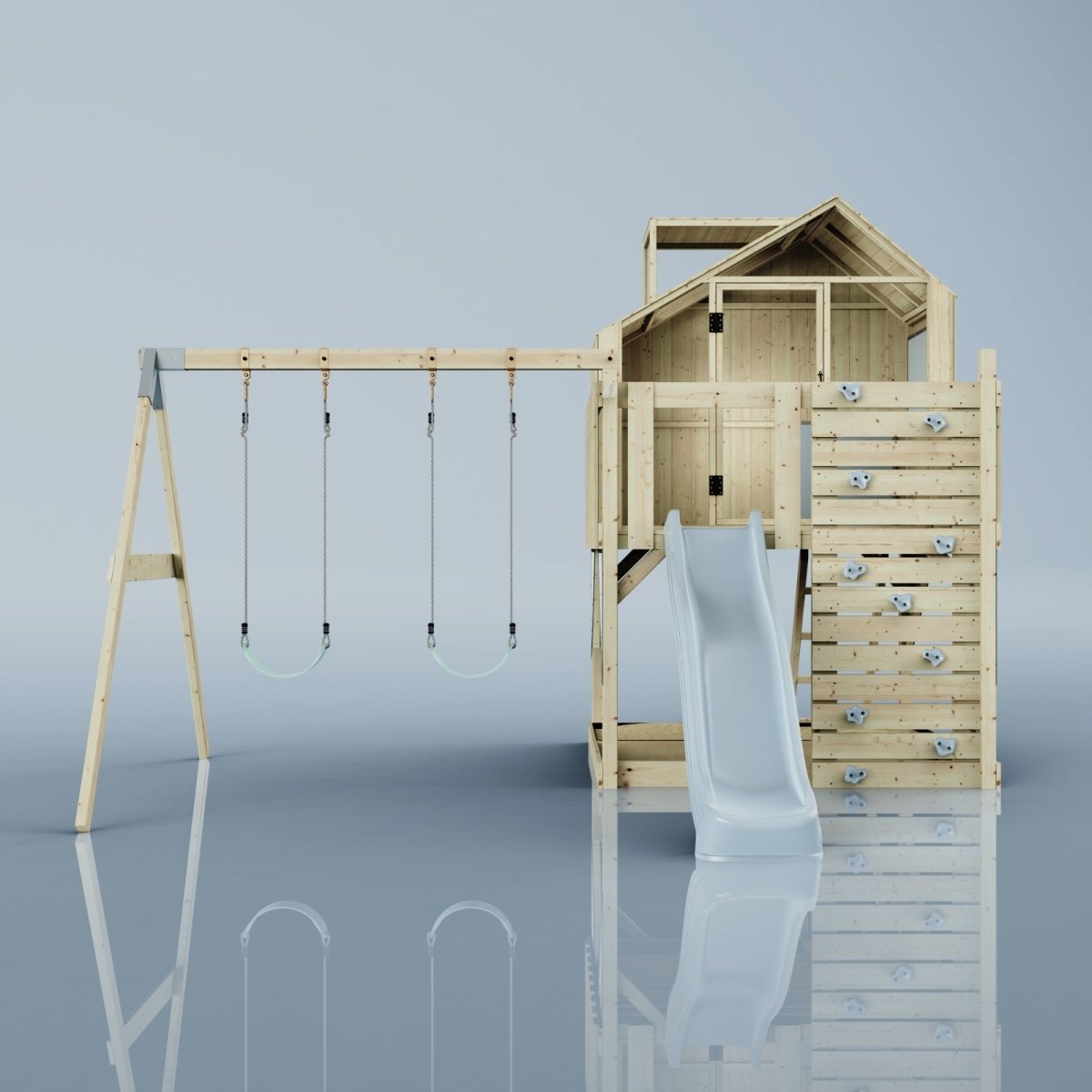 PolarPlay Kids Climbing Tower & Playhouse - Swing Haldor Mist