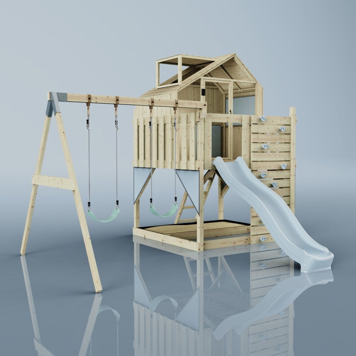PolarPlay Kids Climbing Tower & Playhouse - Swing Haldor Mist