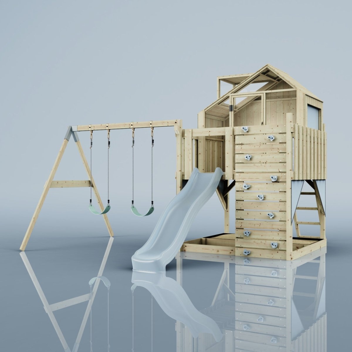 PolarPlay Kids Climbing Tower & Playhouse - Swing Haldor Mist